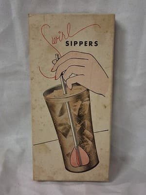 Vintage Mid Century Modern Boxes Swizzle Stick Sippers 5 Bar Drink Stirrers Set