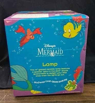Little Mermaid Lamp With Glow in the Dark Shade, Violet Base - Rare Vintage