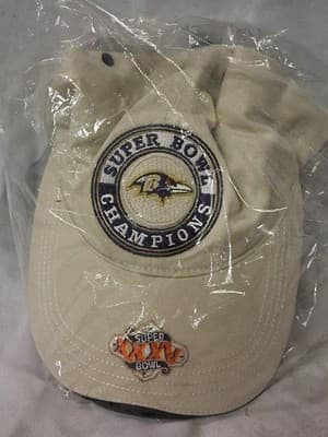Baltimore Ravens Beige Navy Super Bowl XXXV Champions NFL Adjustable Hat SEALED
