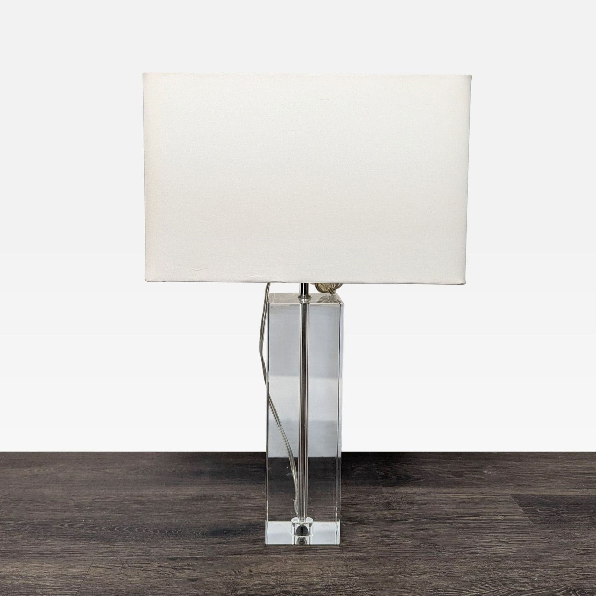 Room & Board Madison Modern Table Lamp with Lead Crystal Base and White Rectangular Shade