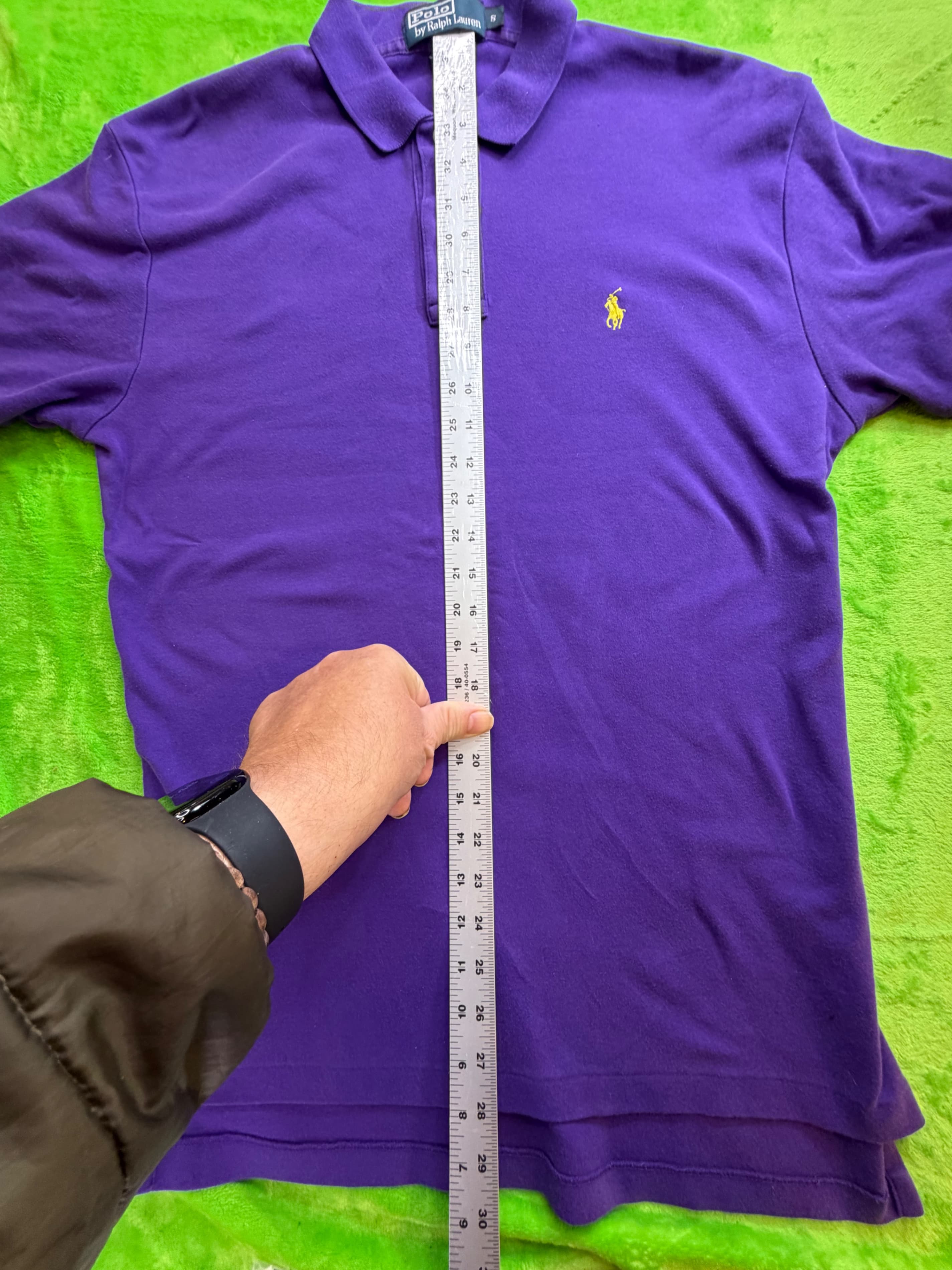 Vtg Polo Ralph Lauren Mesh Polo Shirt Mens Sz S Purple Yellow Pony