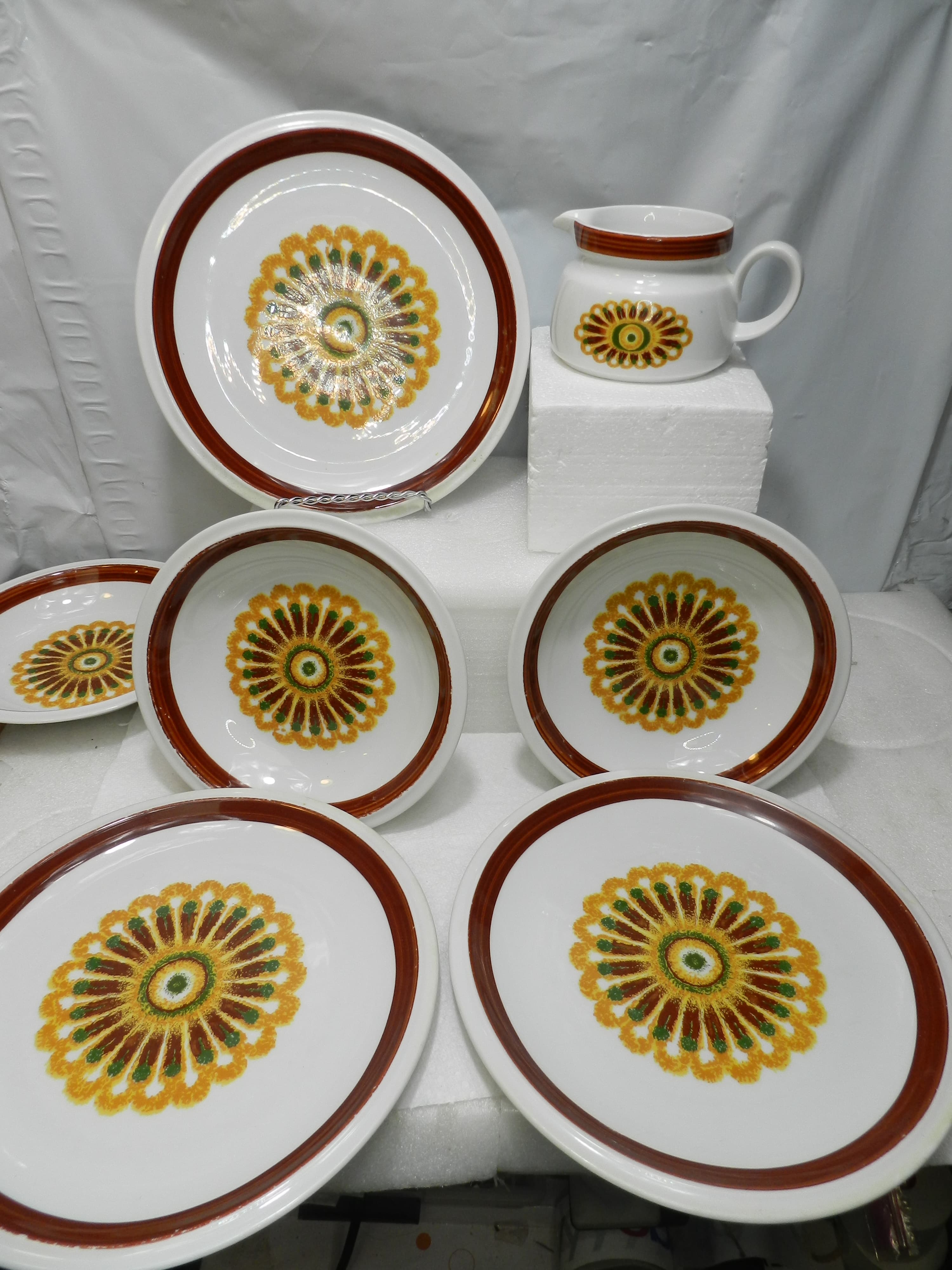 7 PC Vintage Retro Winterling Bavaria Sunflower Ceramic Dinnerware Germany N33J