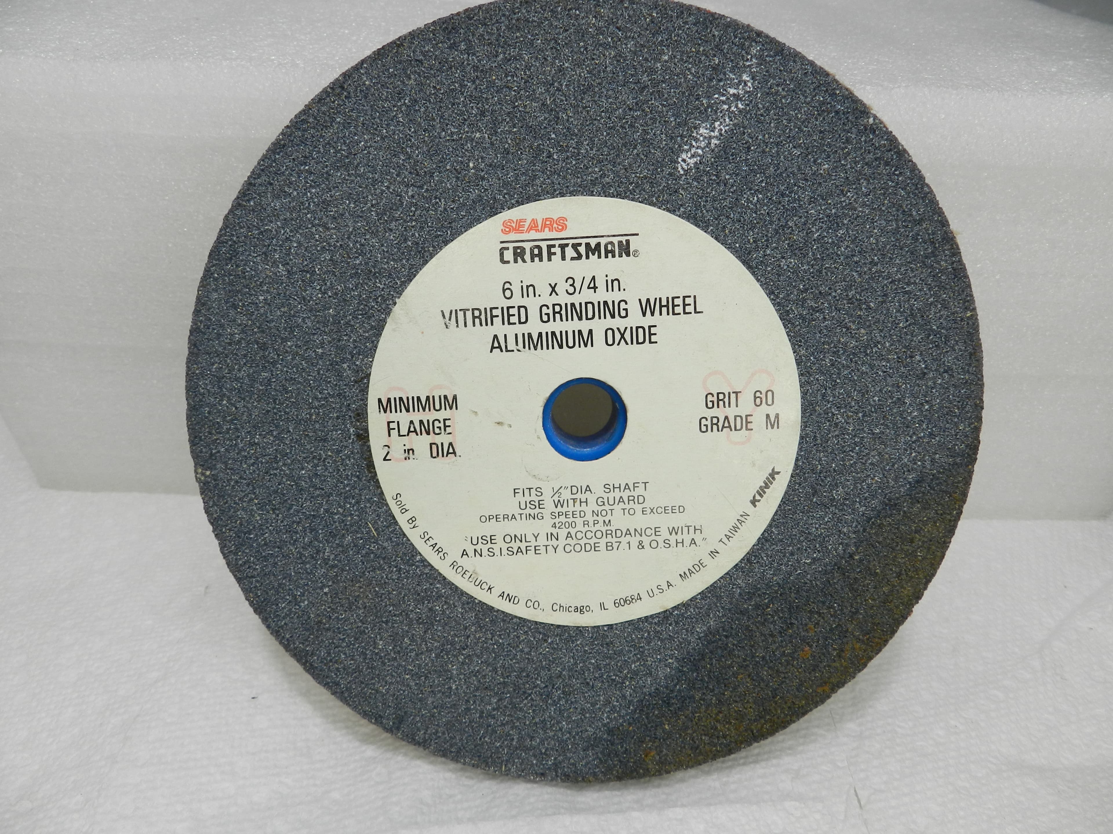VTG SEARS Craftsman 6”x3/4" Vitrified Grinding Wheel Aluminum Oxide Grit 60 N36J