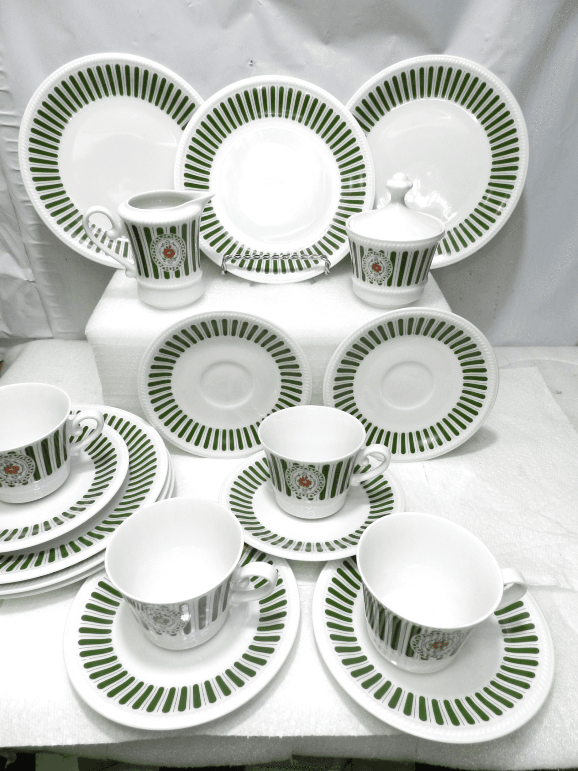 19PC VTG Vohenstrauss Johann Seltmann Porcelain Dinnerwear Floral & Stripes N46J