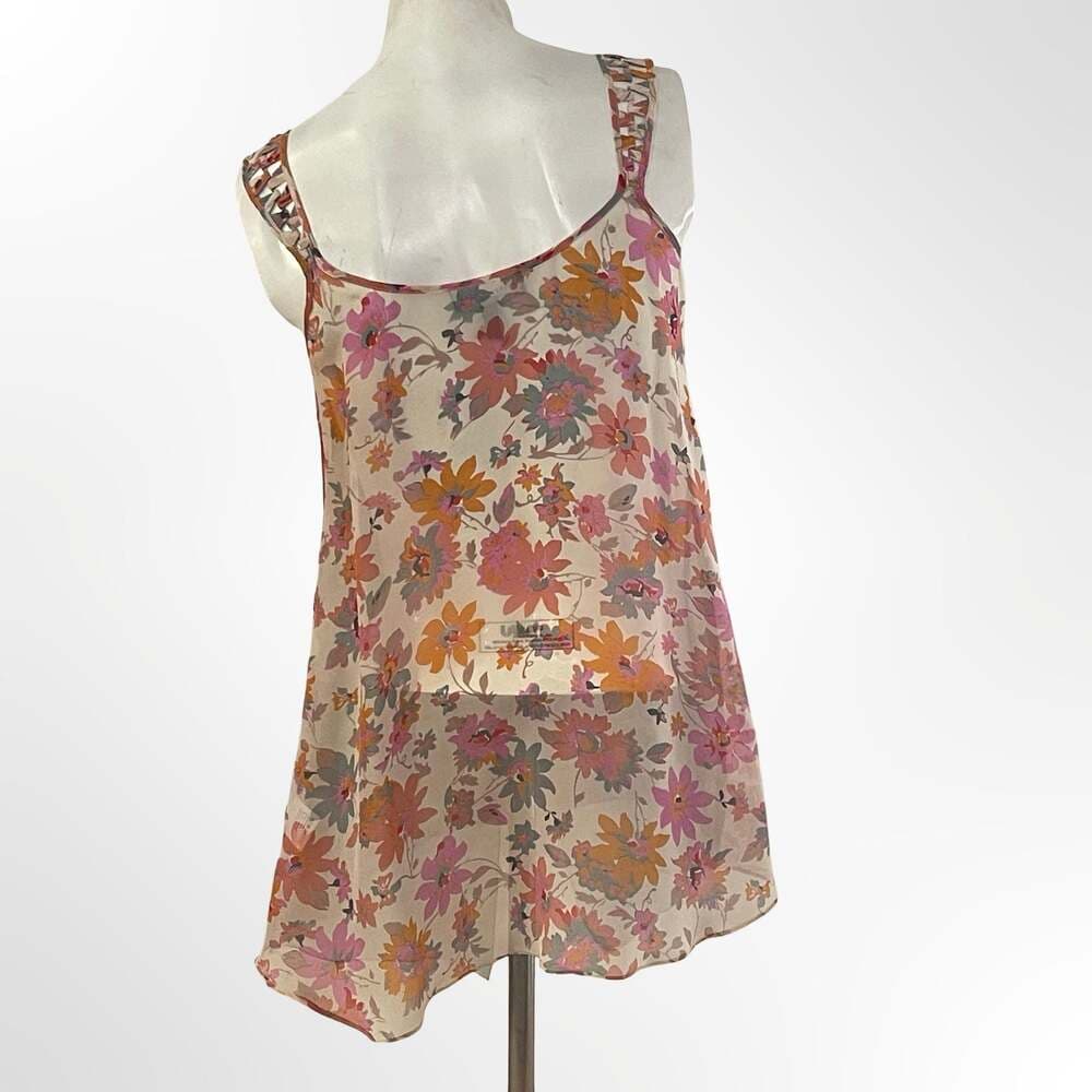Sachin & Babi for Ankasa 100% Silk Floral Ruffle Asymmetric Cami Top