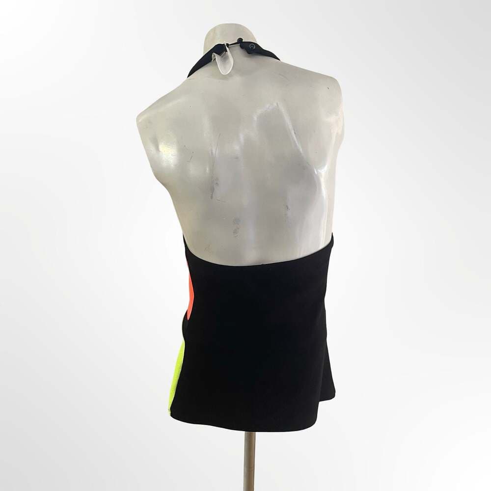 Flamingo Neon Colorblock Mesh Halter Tank Top