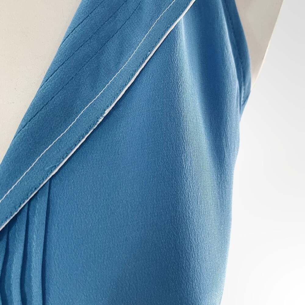 Joie 100% Silk Pleated Halter Tank Top in Teal Blue