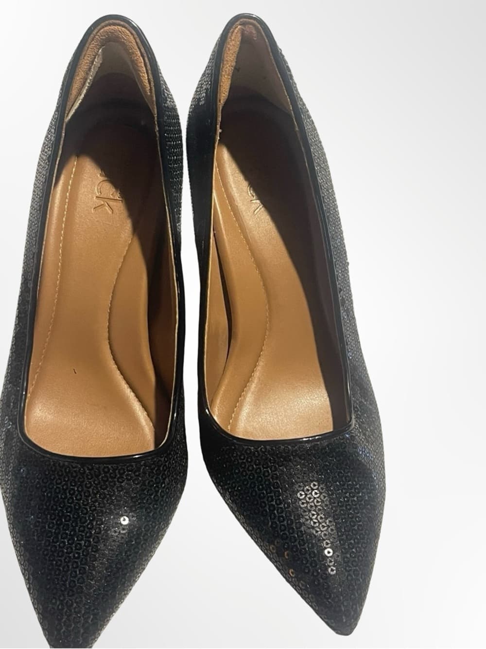 Nordstrom Black Sequin Pointed-Toe Pumps in size 6.5