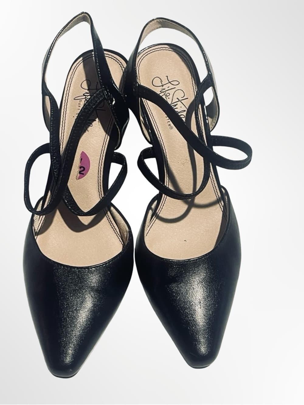 Life Stride Black Pointed Toe Strappy Slingback Pumps NWOT