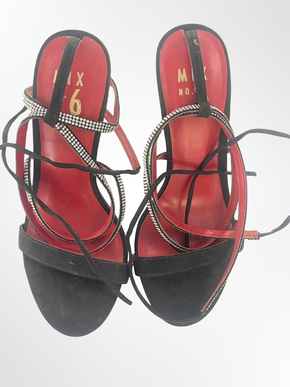 Mix No. 6 Strappy Heel Sandals with Rhinestone Detail in size 7
