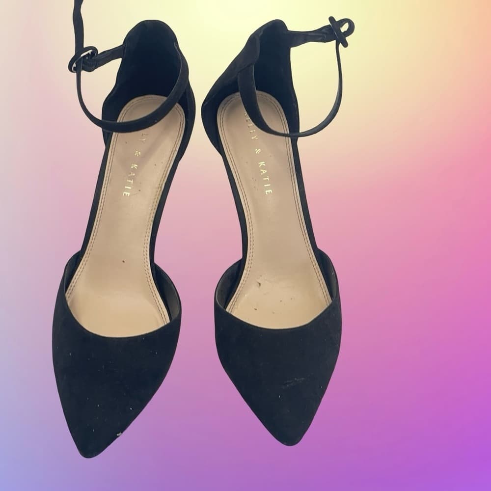 Kelly & Katie Black Ankle Strap Heels Size 10