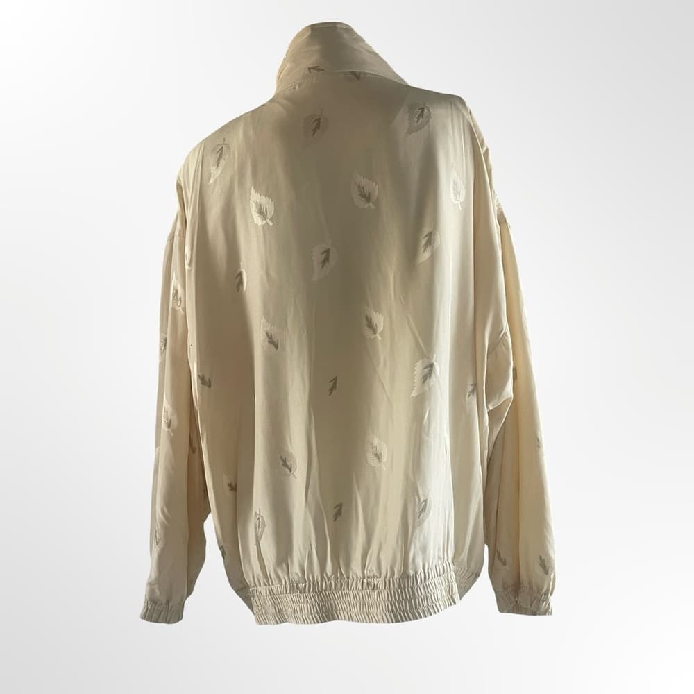 Elegant Cream Silk Spring Women's Jacket in Large