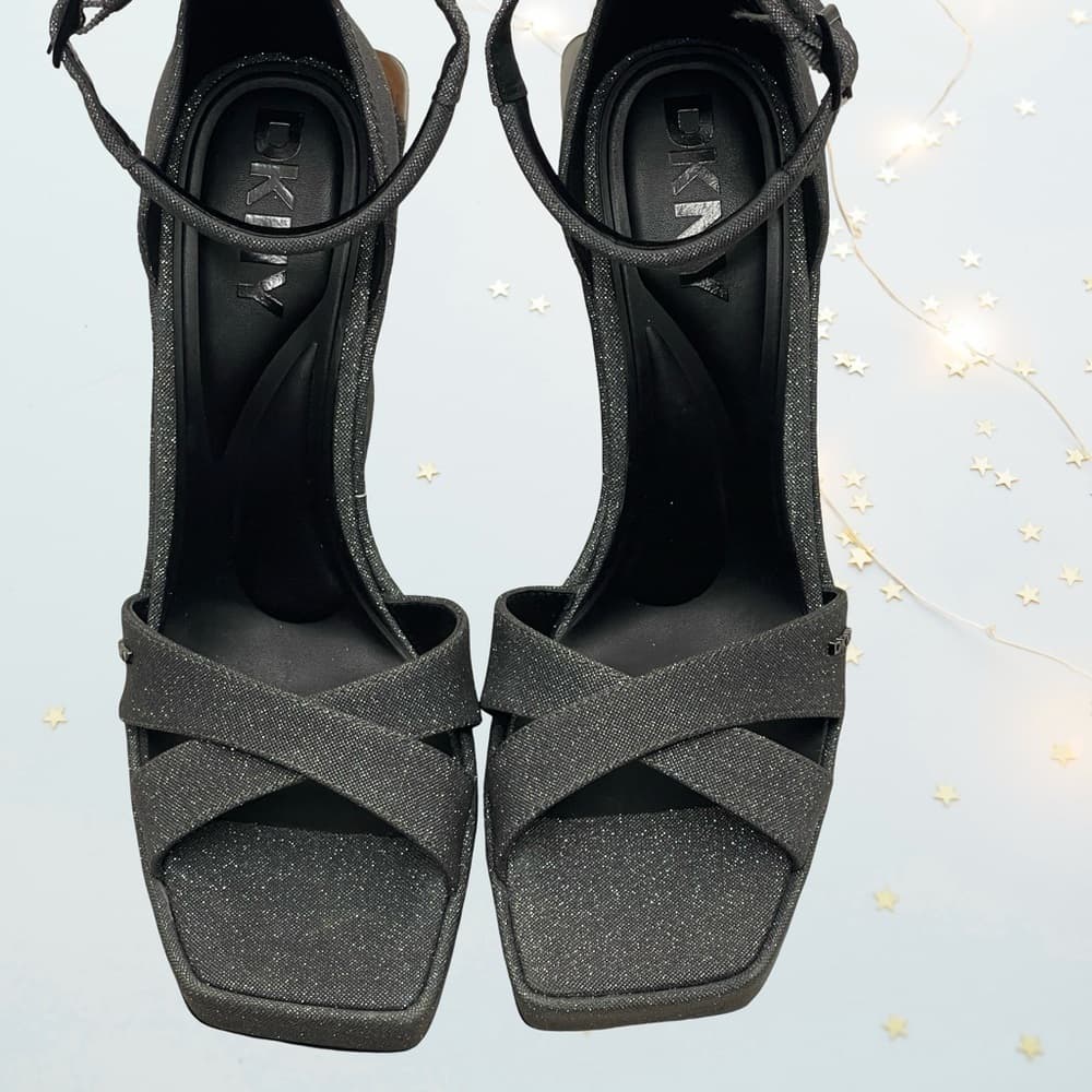 DKNY - Elegant Black Glitter Women's Heels in size 8 NWOT