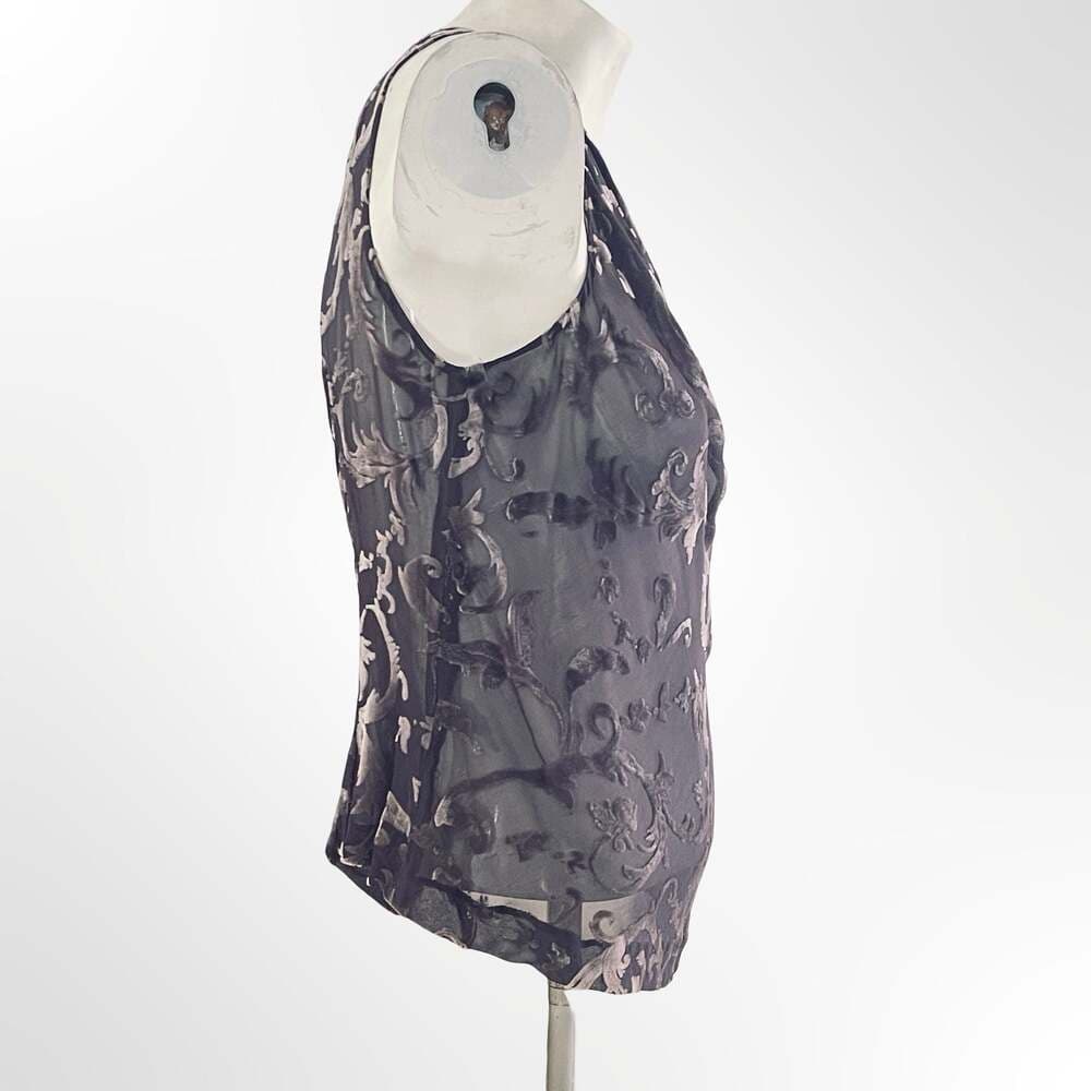 Kate Hill Vintage Y2K Silk Velvet Burnout Cowl Neck Tank Top