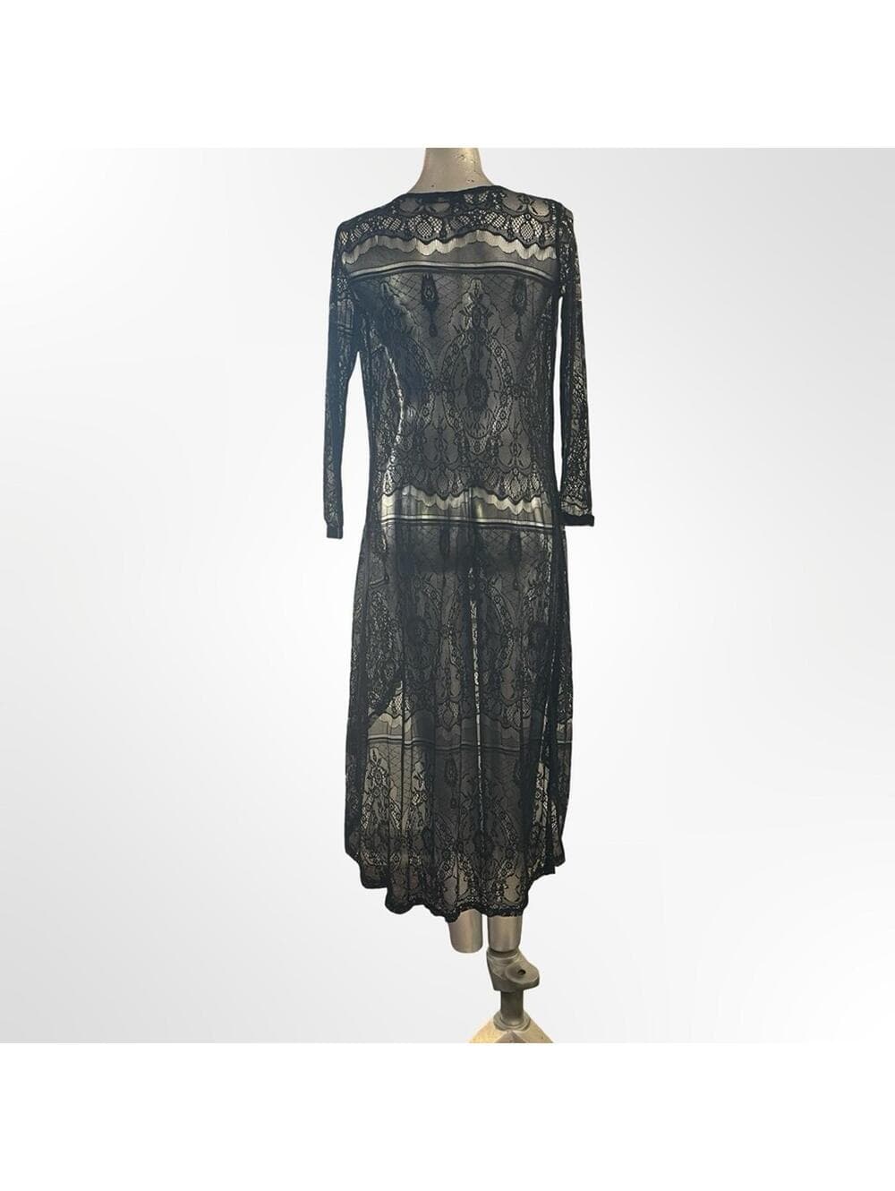 No Label Elegant Black Lace High-Low Dress