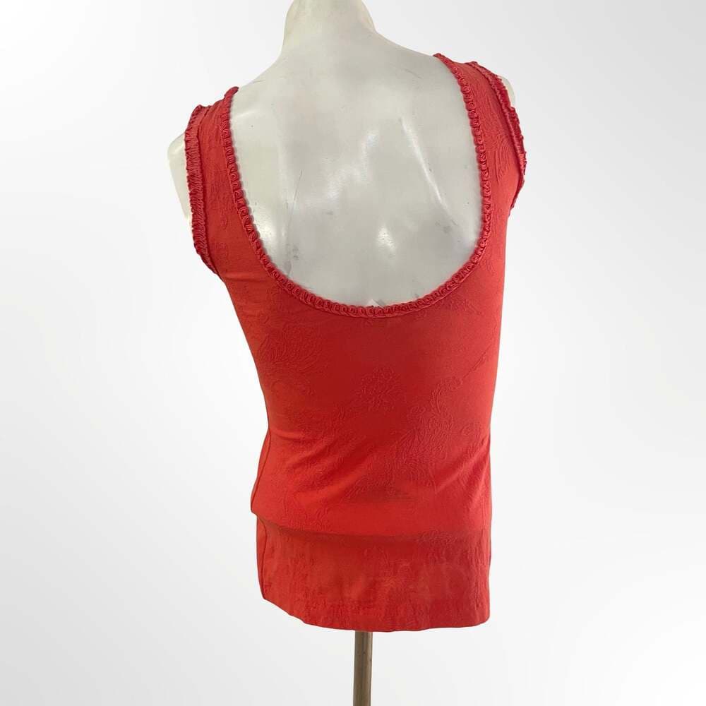 Free People Orange Lace and Tulle Soutache Embellished Tank Top