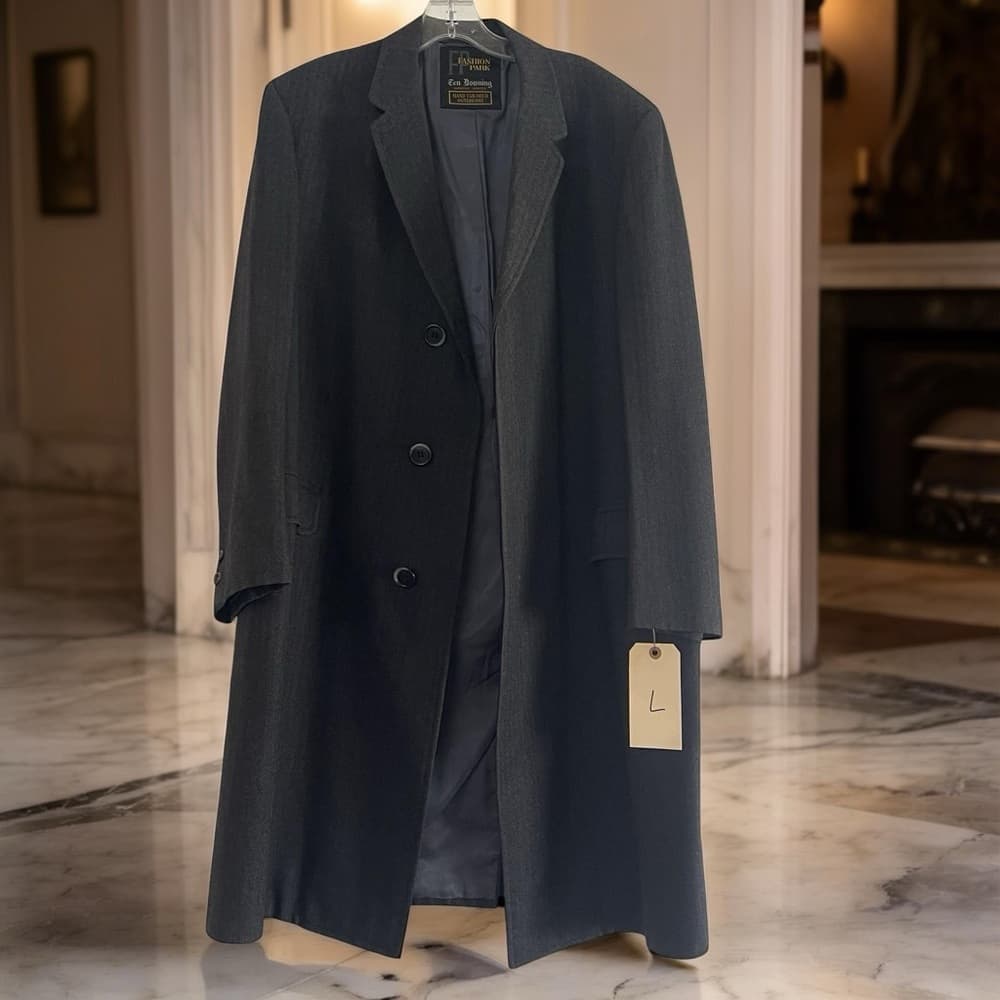 Fashion Park Hand Tailored Luxury Black Overcoat size L