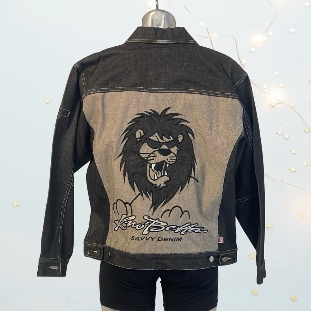 Kno Betta Lion Men's Black Denim Jacket in size L - NWOT