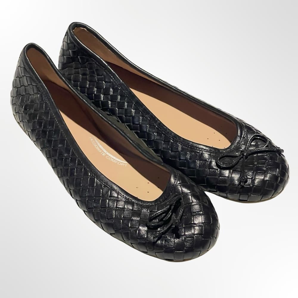 GEOX Women's Black Woven Ballet Flats with Bow in size 39 NWOT