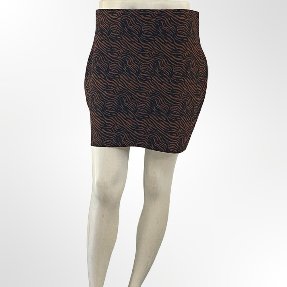 Shinestar Brown and Black Zebra Print Skirt in XL