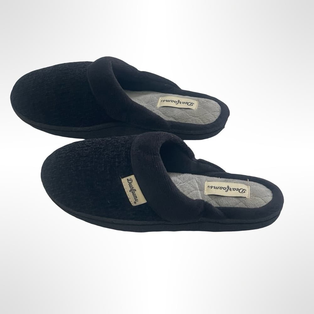 Black Dearfoams Comfy Slippers size 5.5