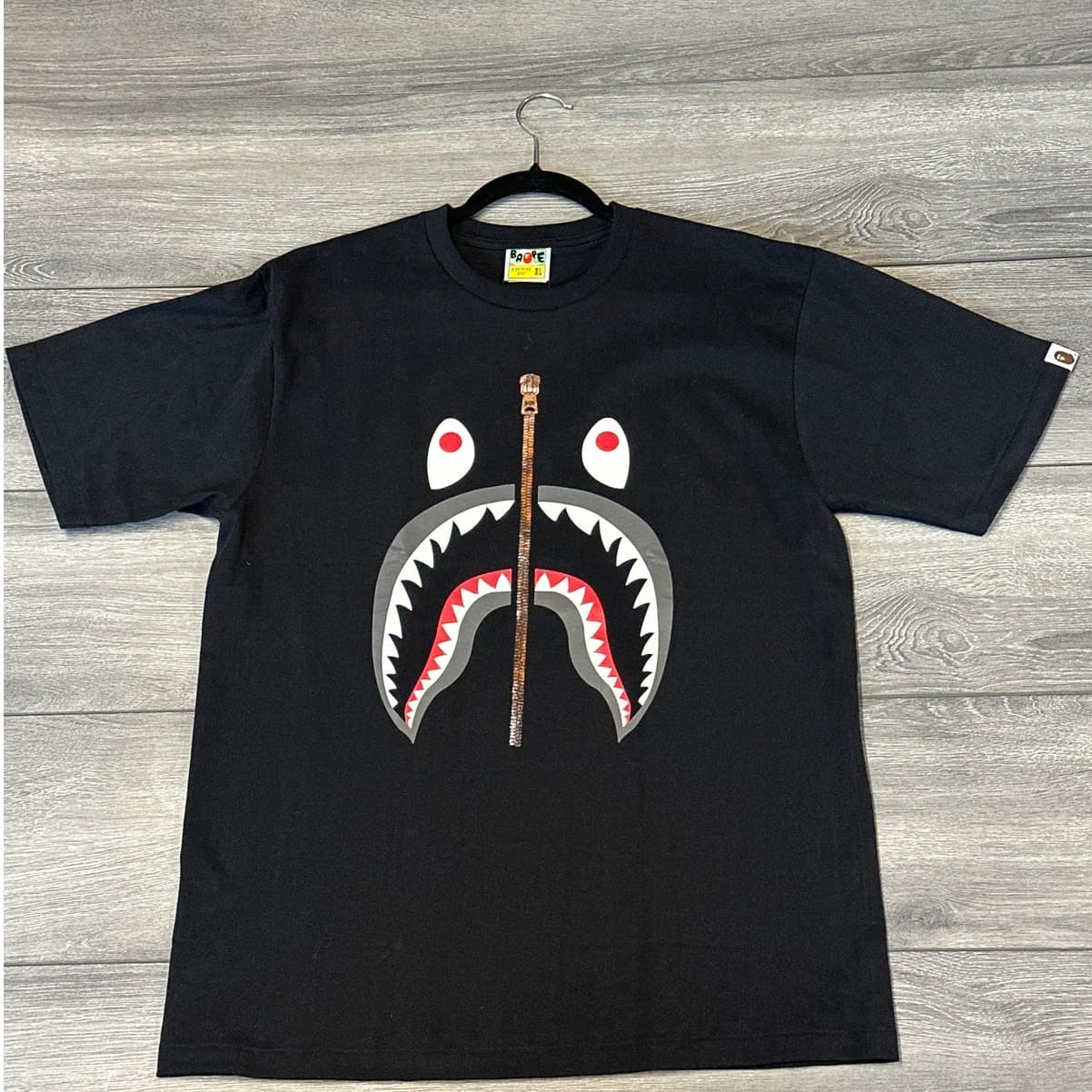 A Bathing Ape BAPE Shark Face Tee Black Size XL BNWT