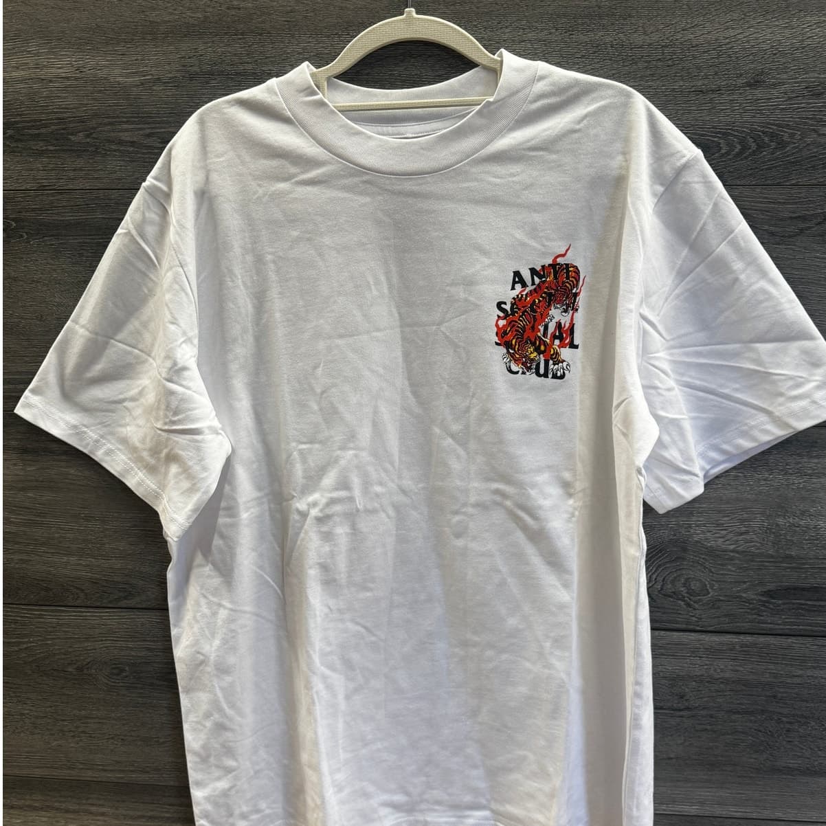 Anti Social Social Club XL Tiger Flame Tee – Brand New, White, Rare Graphic,