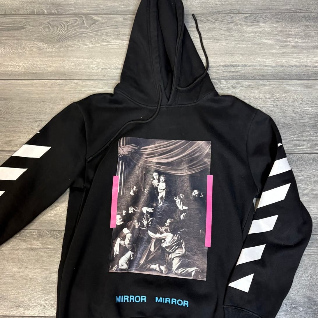 Off-White Mirror Mirror Hoodie Black Medium Virgil Abloh Diagonal Arrows