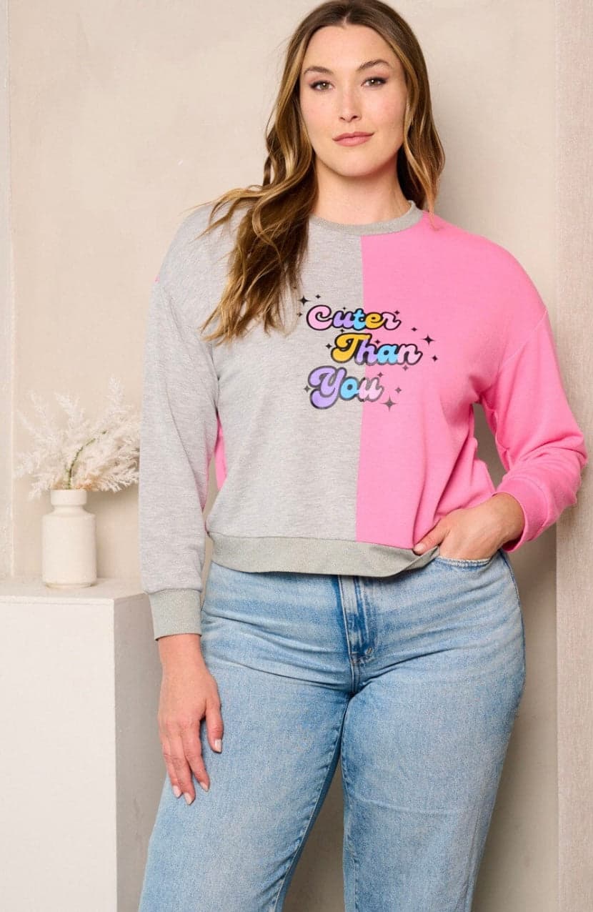Cuter Than You Colorblock Crew - 2X