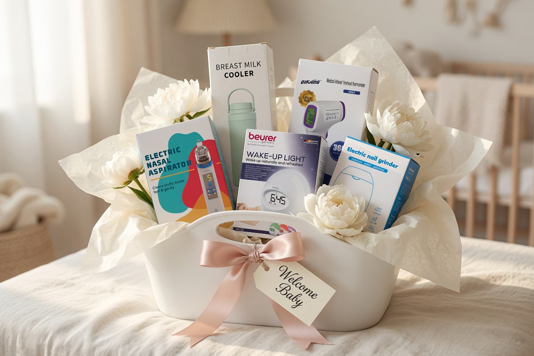 New Mom Baby Shower Gift Basket - Create Your Own Bundle - 5 Pc + Tote