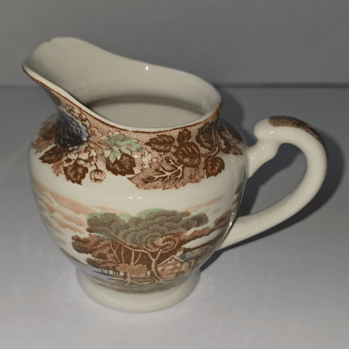 Nasco Mountain Wood-land Ceramic Creamer Brown Glossy Pottery