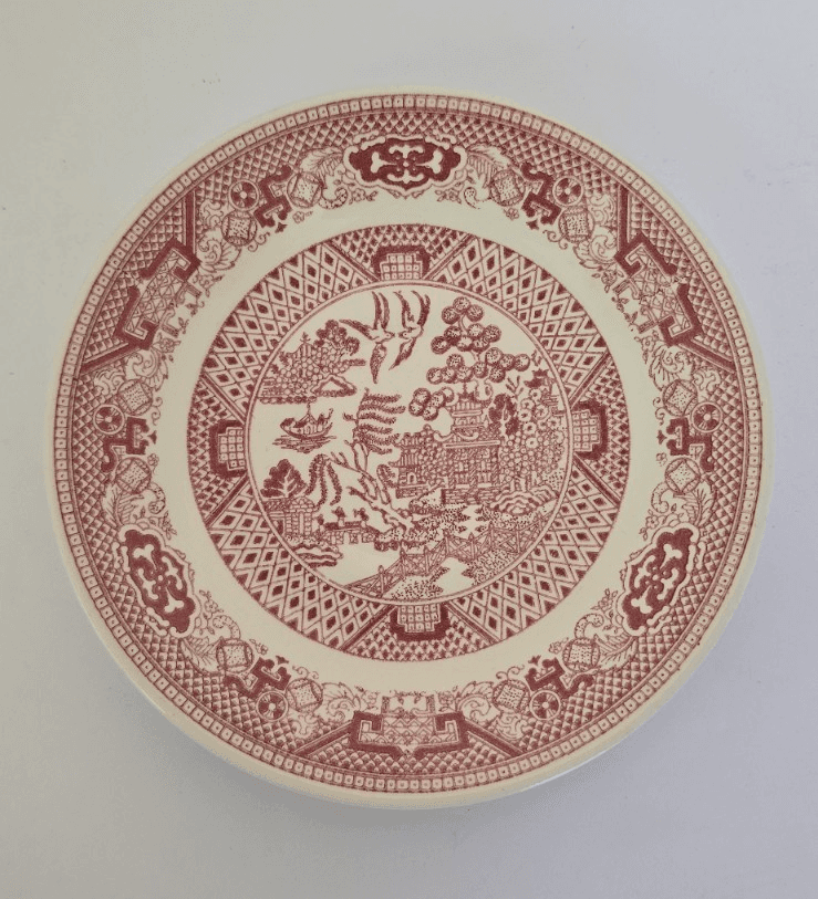 vintage Red Willow (also called Pink Willow) pattern Saucer