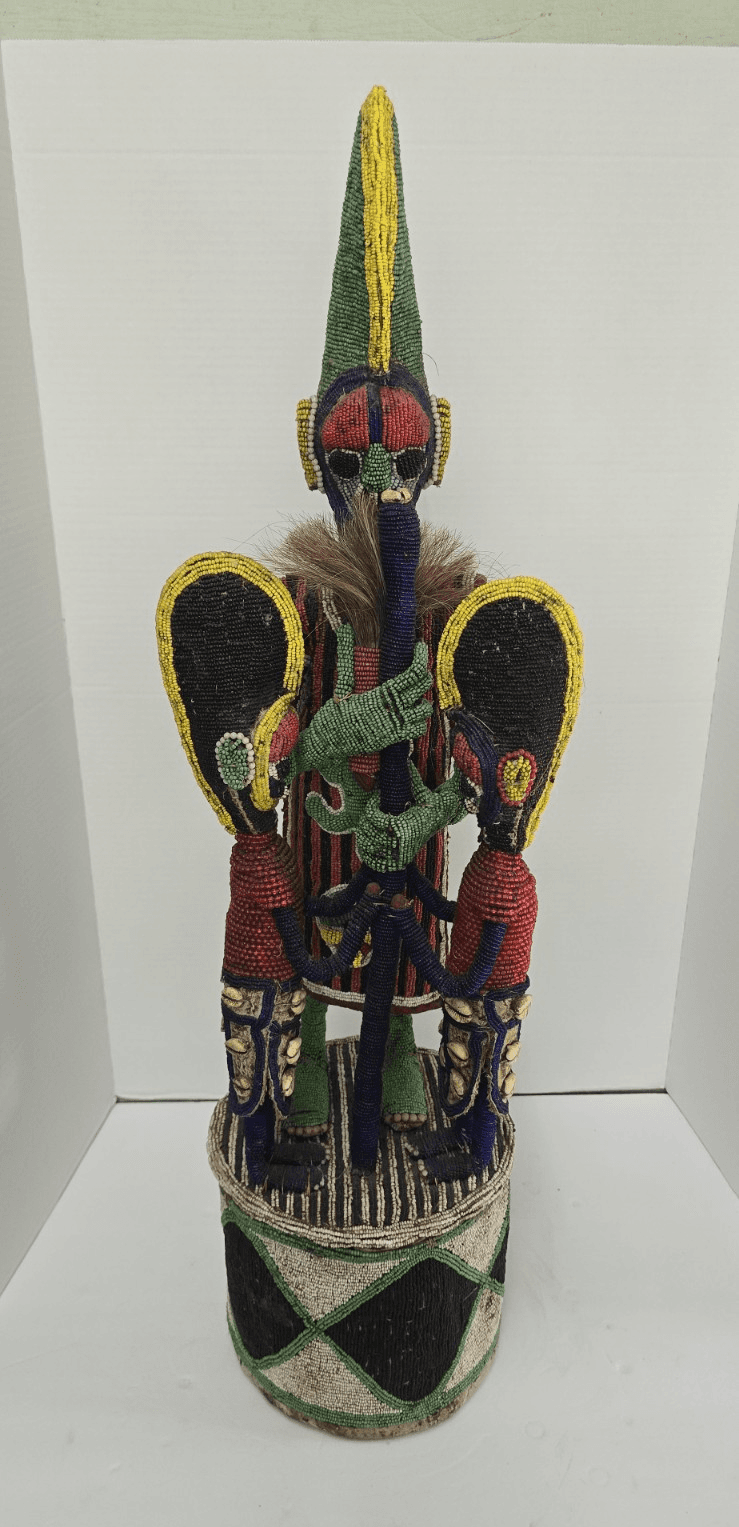 Yoruba beaded ceremonial crown altar headdress