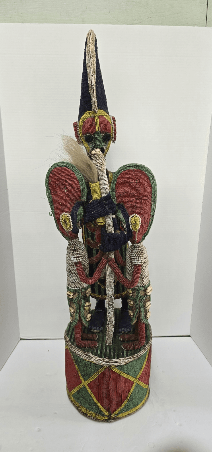 Yoruba beaded ceremonial crown altar headdress