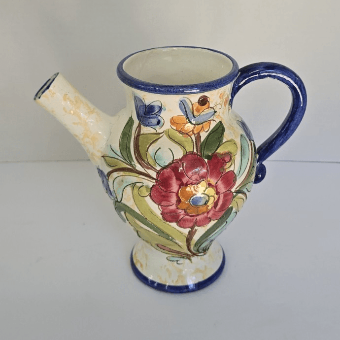 vintage Italian majolica sgraffito pottery pitcher