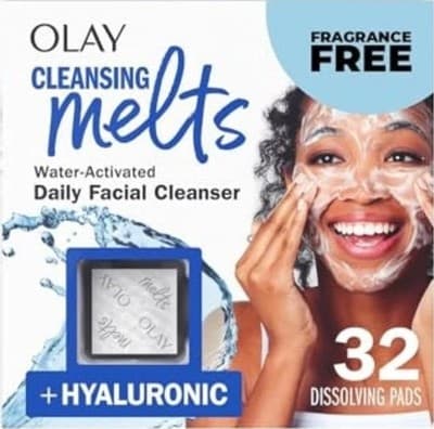 Olay Cleansing Melts Hyaluronic Daily Facial Cleanser 32 Pads Fragrance Free NIB