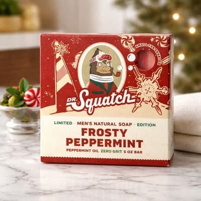 Dr. Squatch Frosty Peppermint Bar Soap Limited Edition Zero Grit, 5oz Natural!!