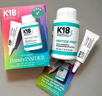 K18 Biomimetic Hairscience Peptide Prep Detox Shampoo & Mask Mini Set NEW In Box