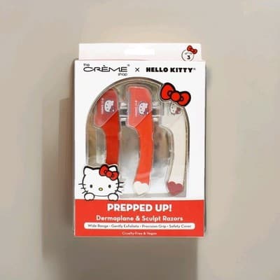 The Crème Shop Hello Kitty Prepped Up Dermaplane Sculpt Razors Red NIB NEW!!!