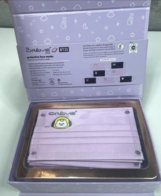 The Crème Shop BT21 3 Ply Protective Face Masks 35 Ct Disposable NIB NEW Unique!
