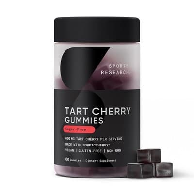 Tart Cherry Gummy Supplements 600mg - Workout Recovery Sugar Free - 60 Gummies