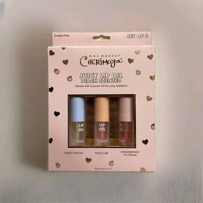 Cherimoya Juicy Lip Oil 3 Pack Hydrating Glossy Lip Treatment NIB NEW Peach New!