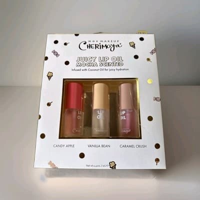 Cherimoya Juicy Lip Oil 3 Pack Candy Apple Vanilla Bean Caramel Crush NIB NEW!!!