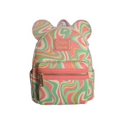Disney Parks Loungefly Mickey Mouse Retro Swirl Mini Backpack Pink Green NWT