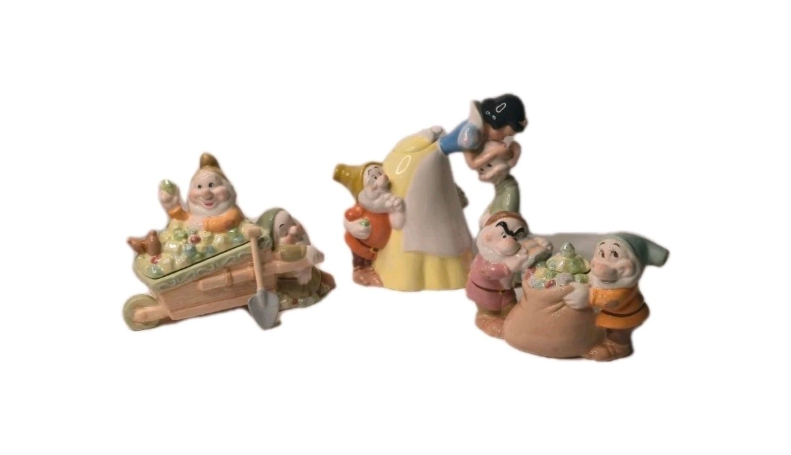 Rare Retired Disney Direct 2000s Snow White & Seven Dwarfs Ceramic Tea Set IOB