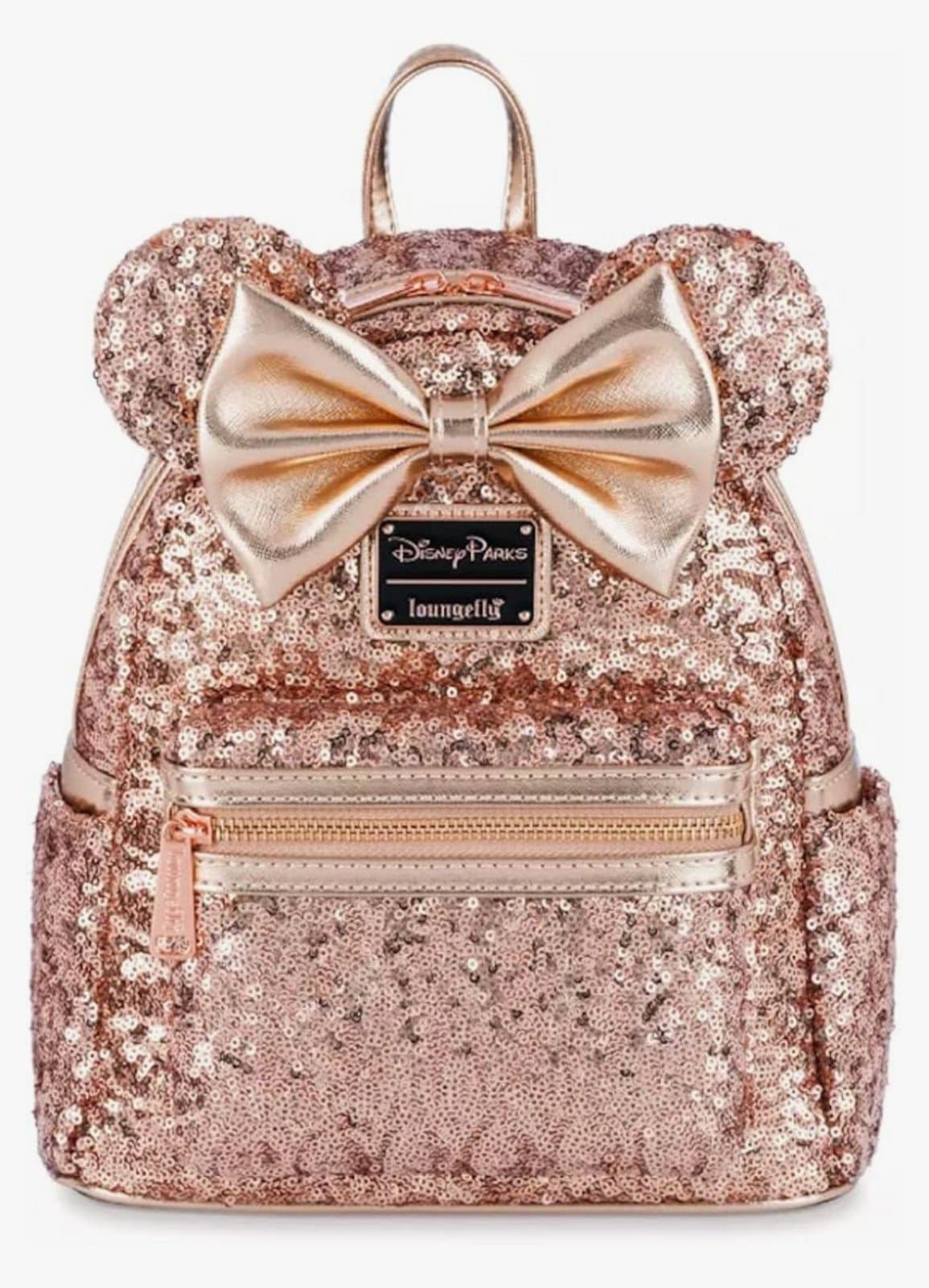 Loungefly Disney Parks Minnie Mouse Rose Gold Sequin Backpack