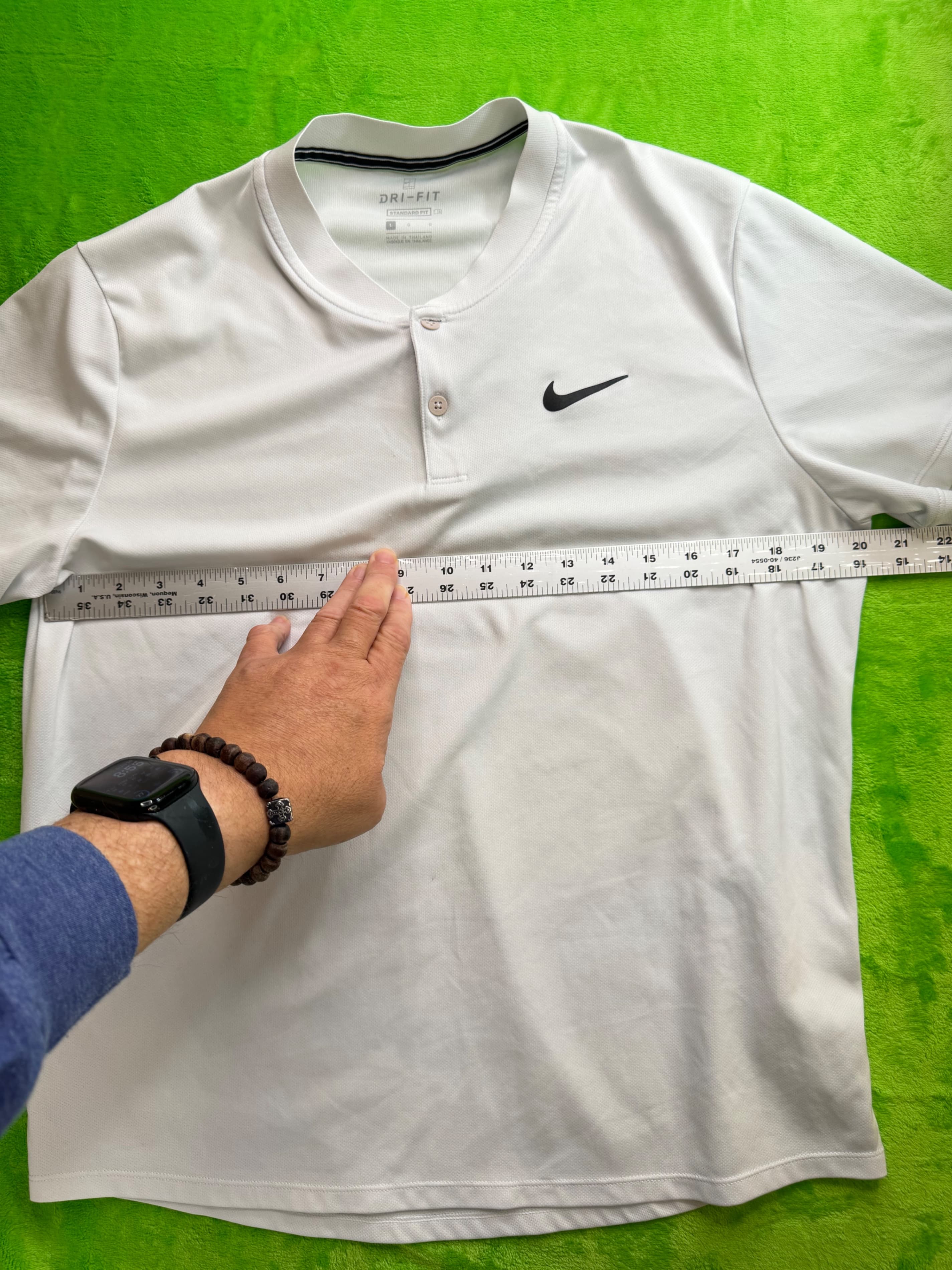 Nike Dri-FIT Court Tennis Polo Shirt Mens Sz L White Standard Fit Swoosh