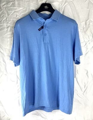 Blue George Stretch Size Large Men’s Button Collard Soft Poly Blend NWT