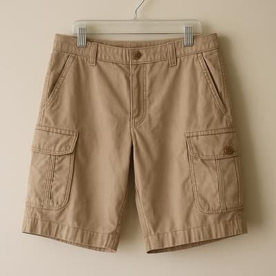 IZOD Canvas Cargo Shorts Men's Size 36 Khaki Outdoors Hiking 100% Cotton.