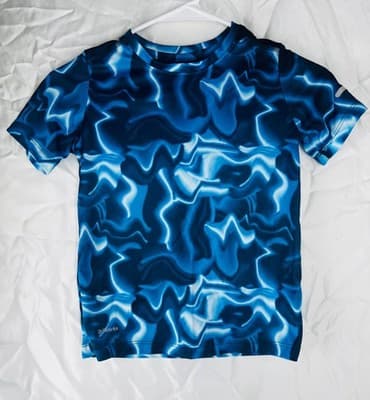 Athletic Works Shirt Boys S 6-7 Blue Electric Print Short Sleeve Active Tee